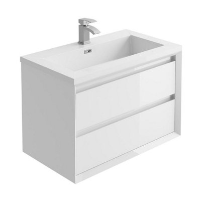 Plum&clay Luna White Wall Hung Vanity Unit & Basin Set (W)800mm (H)510mm from B&Q