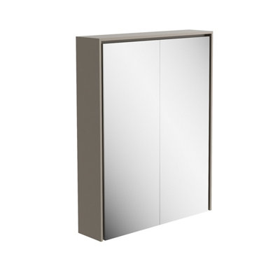 Plum&clay Norton Light Grey Double Bathroom Mirrored Led Wall Cabinet (W)550mm (H)700mm from B&Q