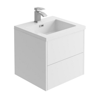 Plum&clay Borneo White Wall Hung Vanity Unit & Basin Set (W)500mm (H)470mm from B&Q