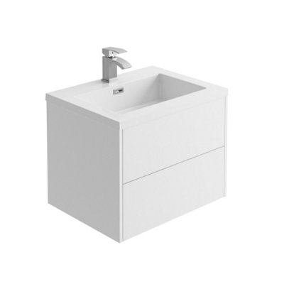 Plum&clay Borneo White Wall Hung Vanity Unit & Basin Set (W)600mm (H)470mm from B&Q