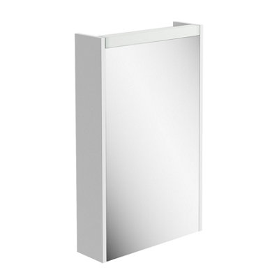 Plum&clay Borneo White Single Bathroom Mirrored Led Wall Cabinet (W)450mm (H)730mm from B&Q