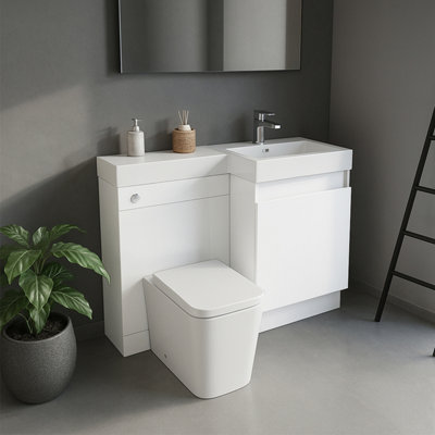 Plum&clay Solstice Gloss White Right Hand Bathroom Vanity Basin & Wc Unit Combination (W)900mm (H)890mm from B&Q
