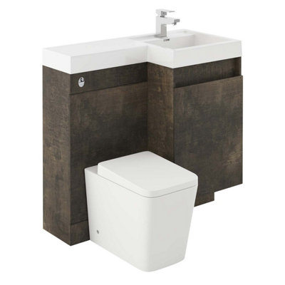 Plum&clay Solstice Metallic Right Hand Bathroom Vanity Basin & Wc Unit Combination (W)900mm (H)890mm from B&Q