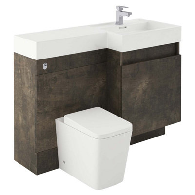 Plum&clay Solstice Metallic Right Hand Bathroom Vanity Basin & Wc Unit Combination (W)1200mm (H)890mm from B&Q