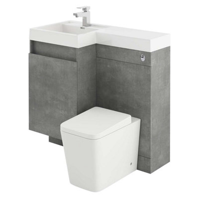 Plum&clay Solstice Concrete Left Hand Bathroom Vanity Basin & Wc Unit Combination (W)900mm (H)890mm from B&Q