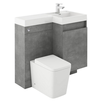 Plum&clay Solstice Concrete Right Hand Bathroom Vanity Basin & Wc Unit Combination (W)900mm (H)890mm from B&Q