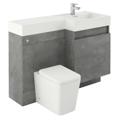 Plum&clay Solstice Concrete Right Hand Bathroom Vanity Basin & Wc Unit Combination (W)1200mm (H)890mm from B&Q