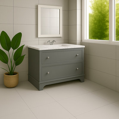 Plum&clay Beckett Light Grey Floor Standing Traditional Bathroom Vanity Unit & Basin (W)1000mm (H)850mm from B&Q