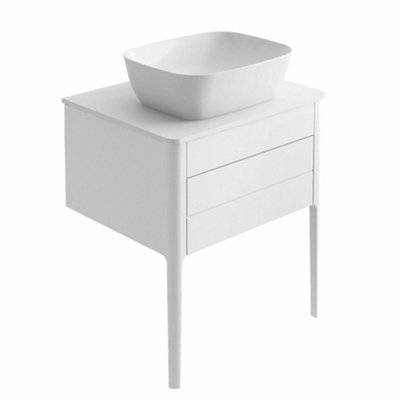 Plum&clay Sutton White Floor Standing Bathroom Vanity Unit With Ceramic Worktop (W)630mm (H)700mm from B&Q