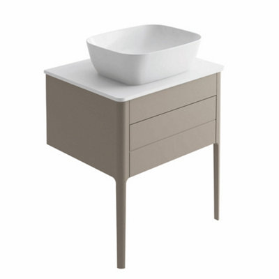 Plum&clay Sutton Grey Floor Standing Bathroom Vanity Unit With Ceramic Worktop (W)630mm (H)700mm from B&Q