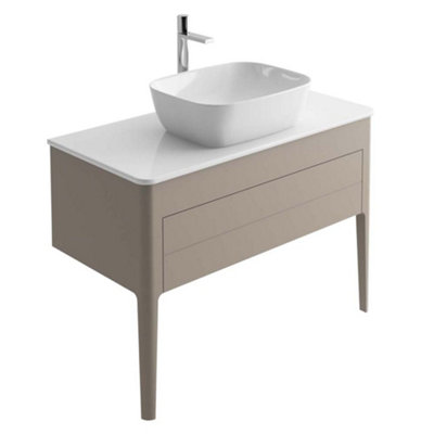 Plum&clay Sutton Grey Floor Standing Bathroom Vanity Unit With Pre-Drilled Tap Hole Worktop (W)980mm (H)700mm from B&Q