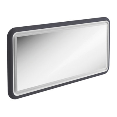 Plum&clay Sutton Blue Grey Border Led Illuminated Bathroom Mirror (W)980mm (H)650mm from B&Q