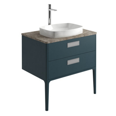 Plum&clay Canaria 2 Leg Blue Bathroom Vanity Unit With Stone Countertop & Integrated Ceramic Basin (W)785mm (H)850mm from B&Q