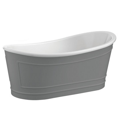 Plum&clay Lusaka Freestanding Grey Acrylic Bath (L)1676mm (W)900mm from B&Q