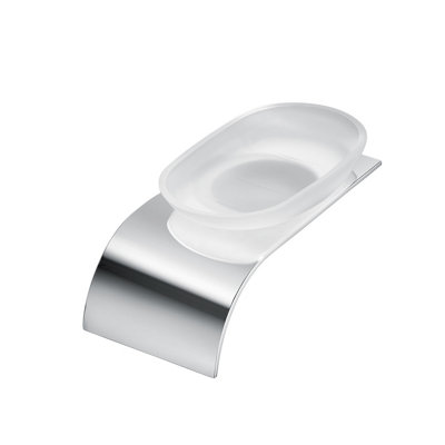 Plum&clay Jenna Wall Mounted Bathroom Soap Holder Chrome & Glass Dish from B&Q