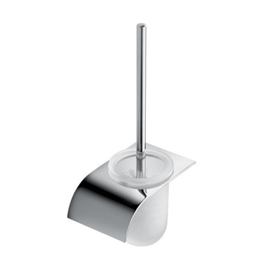 Plum&clay Jenna Wall Mounted Chrome Toilet Brush & Glass Holder from B&Q