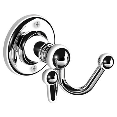 Plum&clay Kingham Bathroom Wall Mounted Chrome Double Traditional Robe Hook from B&Q