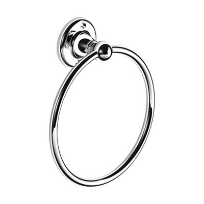 Plum&clay Kingham Bathroom Wall Mounted Chrome Traditional Towel Ring from B&Q