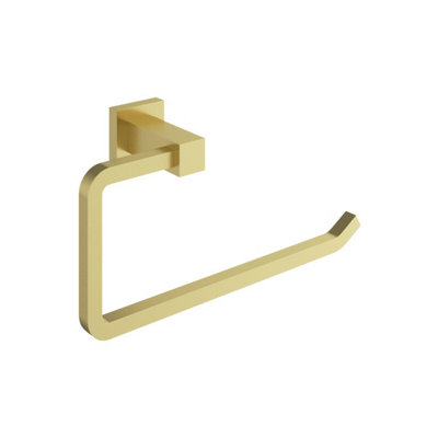 Plum&clay Tate Bathroom Wall Mounted Brushed Gold Towel Ring from B&Q