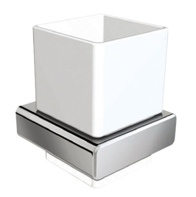 Plum&clay Vera Wall Mounted Chrome Toothbrush Holder With Ceramic Tumbler from B&Q