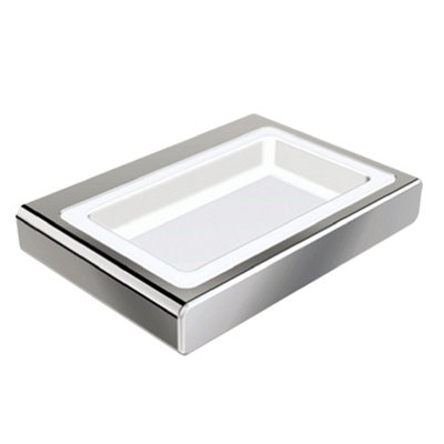 Plum&clay Vera Wall Mounted Bathroom Soap Holder Chrome & Ceramic Dish from B&Q