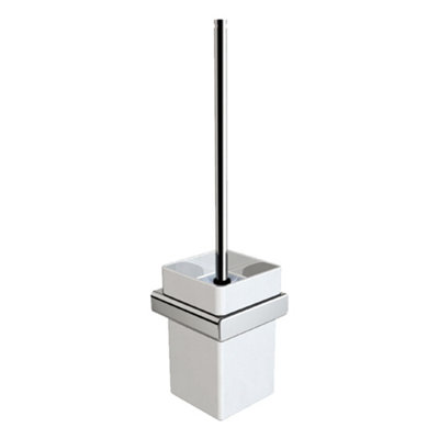 Plum&clay Vera Wall Mounted Chrome Toilet Brush & Ceramic Holder from B&Q