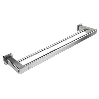 Plum&clay Vera Bathroom Wall Mounted Chrome Double Towel Rail from B&Q