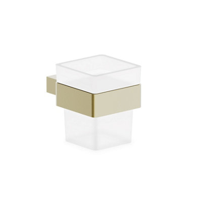 Plum&clay Emilia Wall Mounted Brushed Gold Toothbrush Holder With Glass Tumbler from B&Q