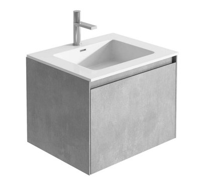 Plum&clay Rigel Concrete Wall Hung Bathroom Vanity Unit With White Basin (W)600mm (H)450mm from B&Q