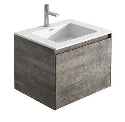 Plum&clay Rigel Metallic Wall Hung Bathroom Vanity Unit With White Basin (W)600mm (H)450mm from B&Q