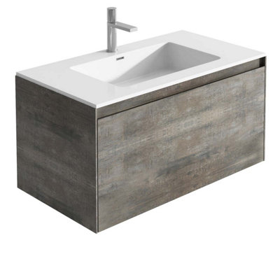 Plum&clay Rigel Metallic Wall Hung Bathroom Vanity Unit With White Basin (W)900mm (H)450mm from B&Q