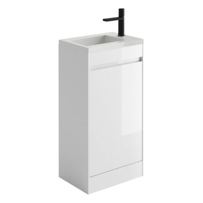 Plum&clay Rigel Gloss White Floor Standing Cloakroom Vanity Unit With Resin Basin (W)44Cm (H)87Cm from B&Q