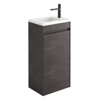 Plum&clay Rigel Dark Oak Floor Standing Cloakroom Vanity Unit With Resin Basin (W)44Cm (H)87Cm from B&Q