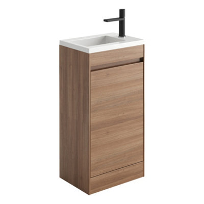 Plum&clay Rigel Natural Oak Floor Standing Cloakroom Vanity Unit With Resin Basin (W)44Cm (H)87Cm from B&Q