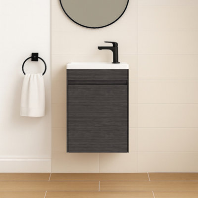 Plum&clay Rigel Dark Oak Wall Hung Cloakroom Vanity Unit With Resin Basin (W)44Cm (H)63Cm from B&Q