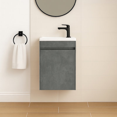 Plum&clay Rigel Concrete Wall Hung Cloakroom Vanity Unit With Resin Basin (W)55Cm (H)63Cm from B&Q