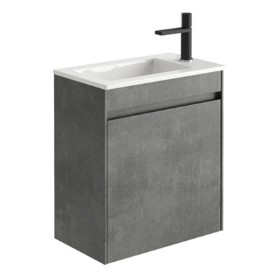 Plum&clay Rigel Concrete Wall Hung Cloakroom Vanity Unit With Ceramic Basin (W)55Cm (H)62Cm from B&Q