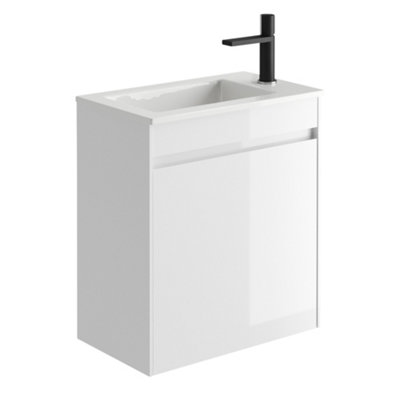 Plum&clay Rigel Gloss White Wall Hung Cloakroom Vanity Unit With Ceramic Basin (W)55Cm (H)62Cm from B&Q