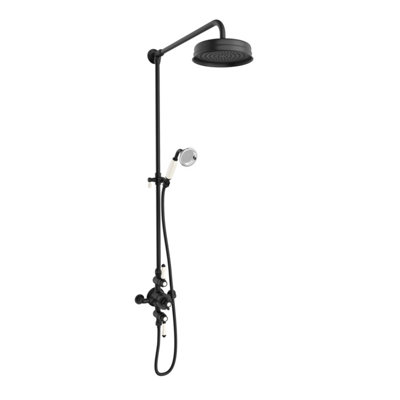Plum&clay Kingham Traditional Matt Black Overhead Shower & Riser Kit from B&Q