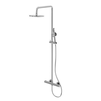 Plum&clay Emilia Chrome Round Thermostatic Shower Kit With Fixed Head & Handset from B&Q