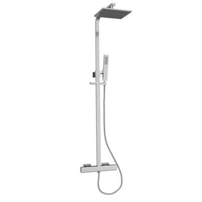 Plum&clay Alberto Chrome Square Thermostatic Shower Kit With Fixed Head & Handset from B&Q