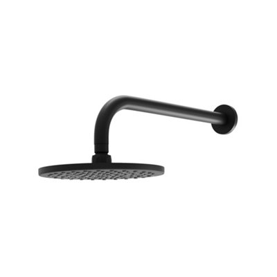 Plum&clay Emilia Round Matt Black Shower Head & Arm from B&Q