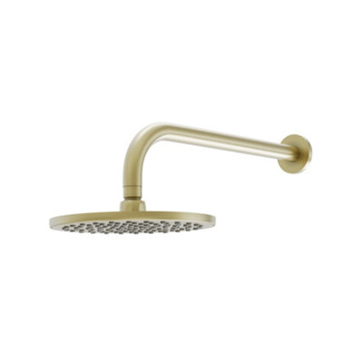 Plum&clay Emilia Round Brushed Gold Shower Head & Arm from B&Q
