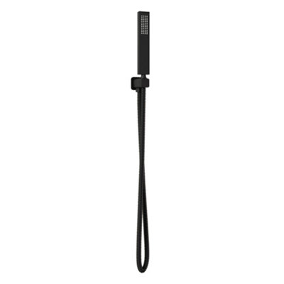 Plum&clay Alberto Matt Black Square Single Function Shower Handset With Holder from B&Q