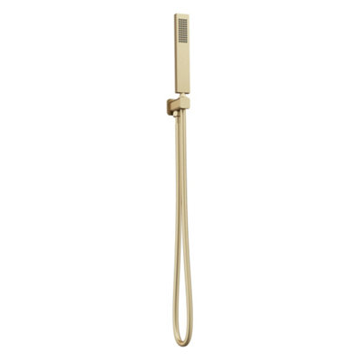 Plum&clay Alberto Brushed Gold Square Single Function Shower Handset With Holder from B&Q