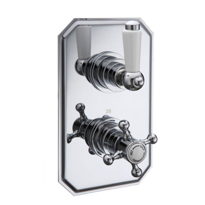 Plum&clay Kingham Traditional Chrome Concealed Thermostatic Shower Mixer ValveDual Outlet from B&Q