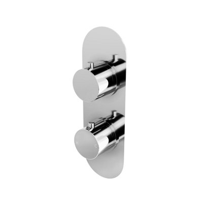 Plum&clay Emilia Round Chrome Concealed Thermostatic Shower Valve Dual Control With Dual Outlet from B&Q