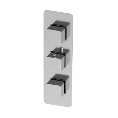 Plum&clay Alberto Square Chrome Concealed Thermostatic Shower Valve Triple Control With Triple Outlet from B&Q