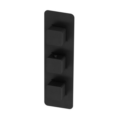 Plum&clay Alberto Square Black Concealed Thermostatic Shower Valve Triple Control With Triple Outlet from B&Q