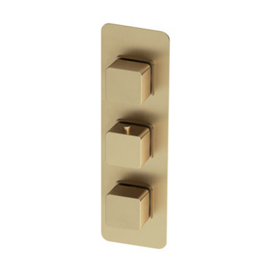 Plum&clay Alberto Square Gold Concealed Thermostatic Shower Valve Triple Control With Triple Outlet from B&Q
